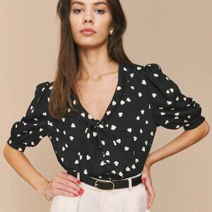 REFORMATION JOELLE HEARTS BLOUSE NWT <3